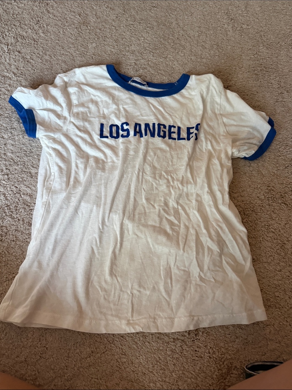 Zara size m Los Angeles White & Blue Ringer Tee -